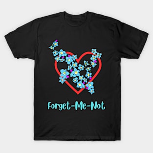 Forget-me-not flower heart romantic flower blossoming T-Shirt